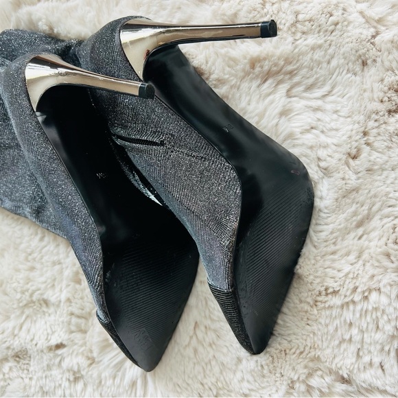 Guess silver sparkly high heel pointed toe sock boots - Picture 4 of 12